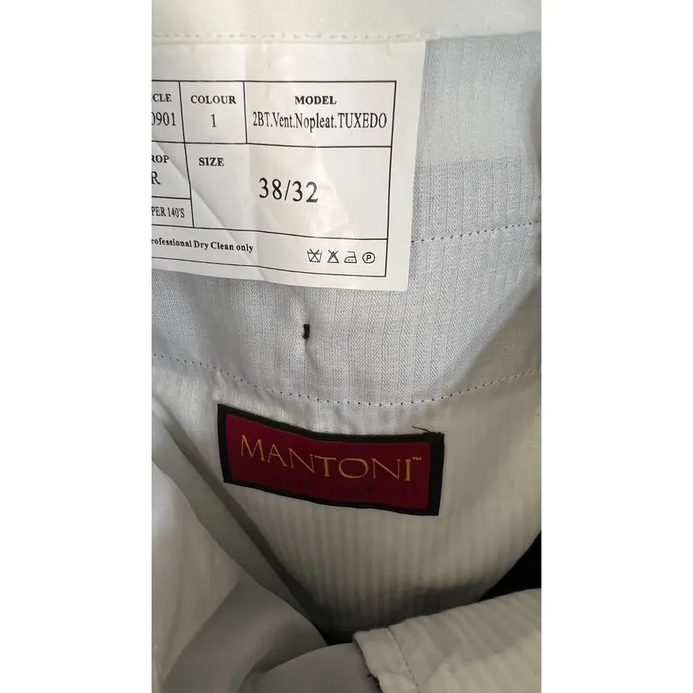 Mantoni Dress Pants Mens 38 Black Virgin Wool Wrinkle Resistant Milan Italy